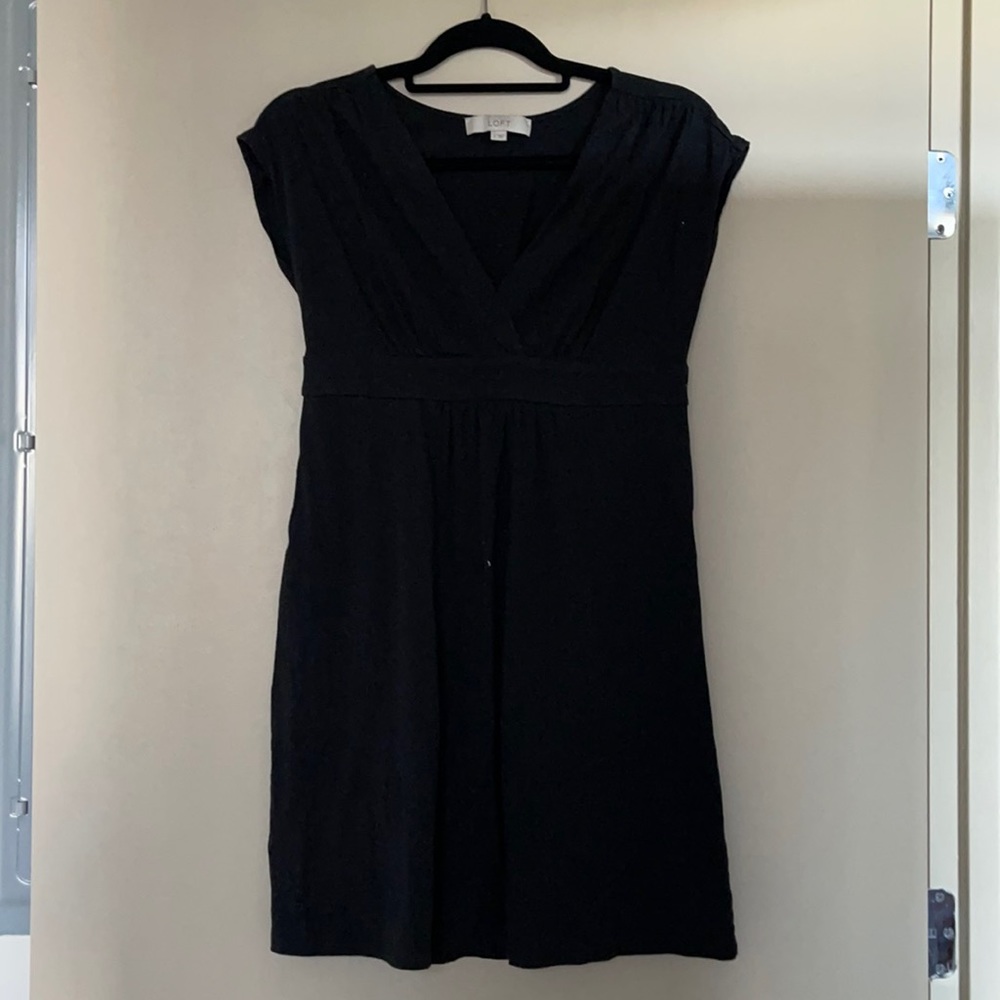 Black Short Sleeve Dress, Size S - Loft